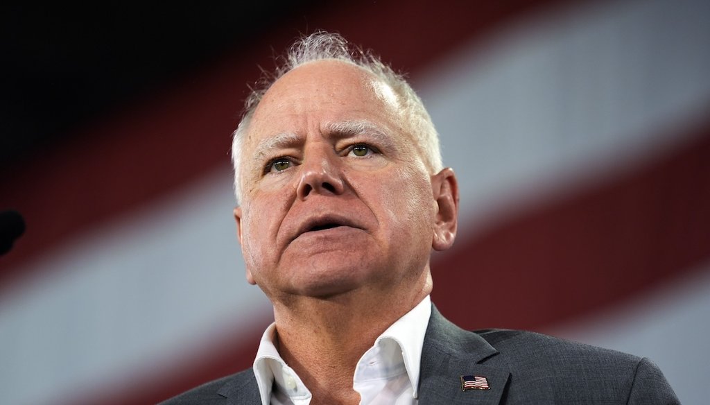 Democratic vice presidential candidate Minnesota Gov. Tim Walz speaks during a campaign event in York, Pa., Oct. 2, 2024. (AP)