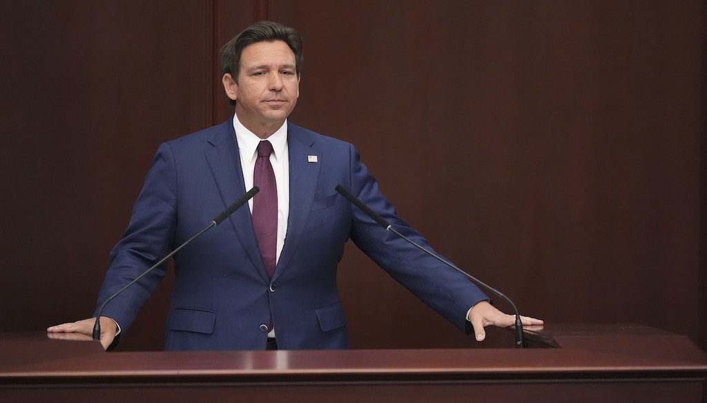 Florida Gov. Ron DeSantis gives his State of the State address March 4, 2025, at the state capitol in Tallahassee, Fla. (AP)
